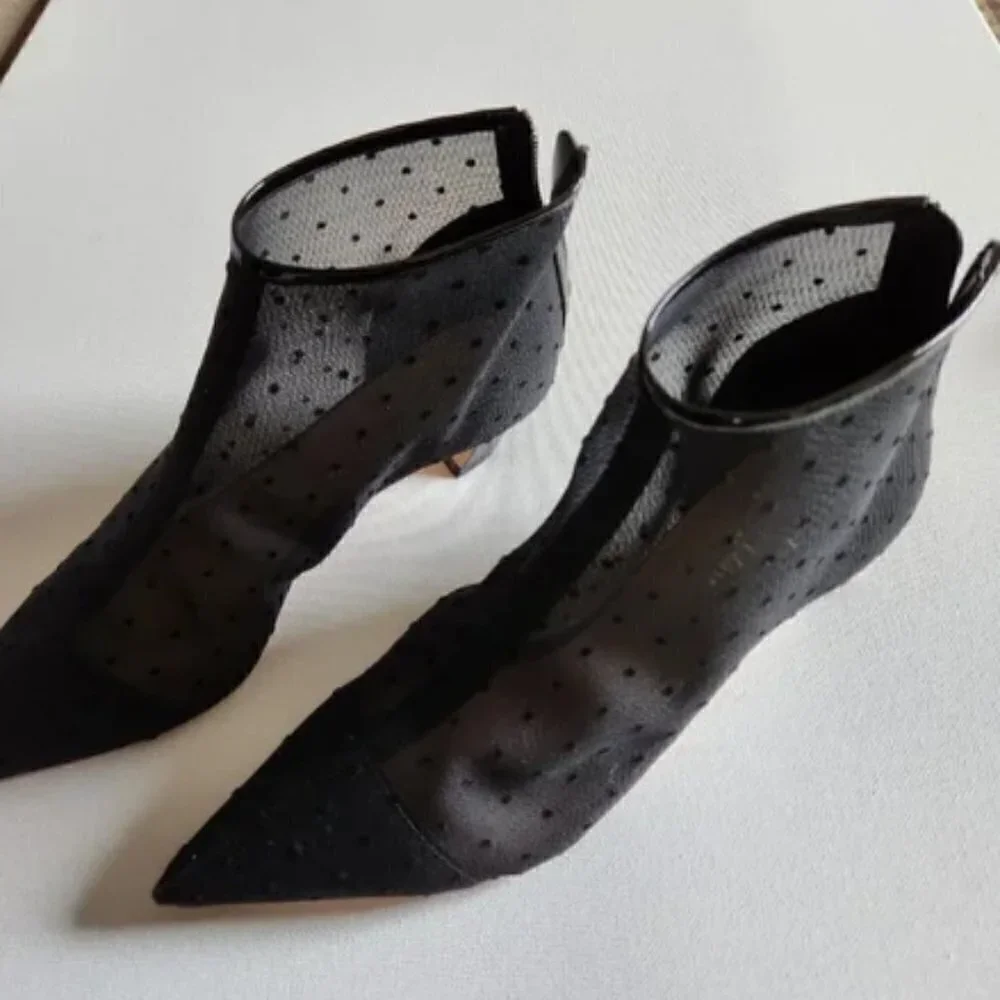 Christian Dior Pretty Polka Dot Mesh Booties